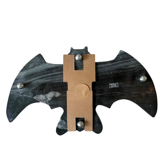 Black Bat Marble Cheese Board with Knife 17x10 Spooky Halloween Hosting NEW - Picture 5 of 14